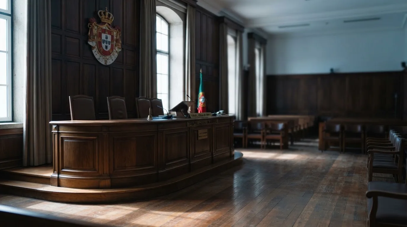 Sala de tribunal vazia com painéis de madeira, à luz da manhã — keno em cassino pt