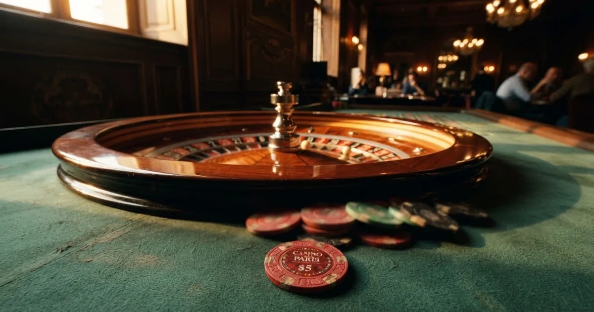 Roda de roleta e fichas sobre feltro verde, sob uma luz quente de fim de tarde — online casinos em portugal